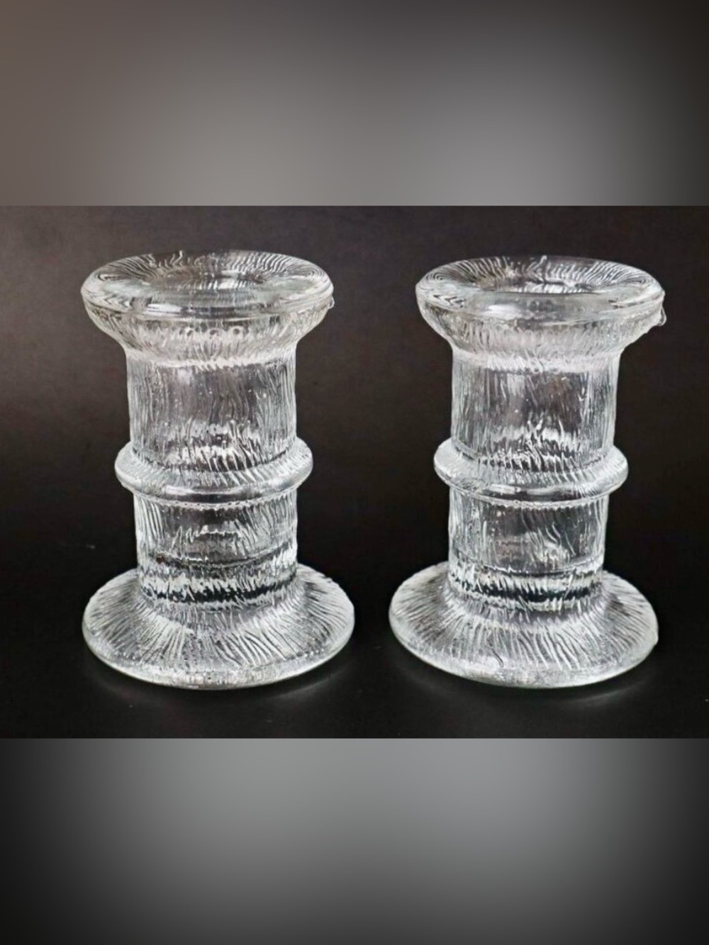 SCANDI HOME - MID -CENTURY MODERN “ICE BARK” ONE RING CANDLE HOLDERS